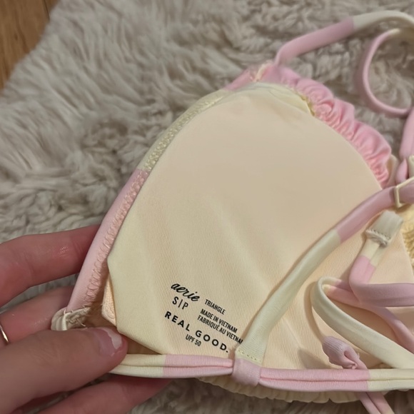 Aerie Pink and Cream Bikini Top - Picture 2 of 5